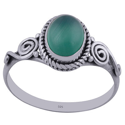 Gorgeous Wire Work Around Green Onyx Oval Shape 925 Sterling Solid Silver Ring - R3402283-34