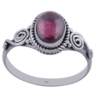 Gorgeous Wire Work Around Garnet Oval Shape 925 Sterling Solid Silver Ring - R3402283-6
