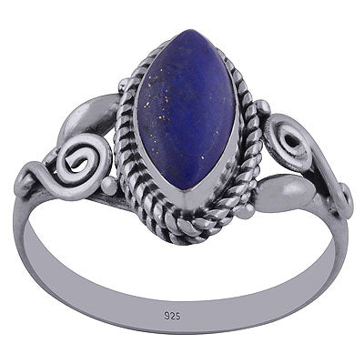 Alluring Wire Coil Work Around Lapis Marquise Shape 925 Sterling Solid Silver Ring - R3402286-19