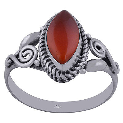Alluring Wire Coil Work Around Carnelian Marquise Shape 925 Sterling Solid Silver Ring - R3402286-21
