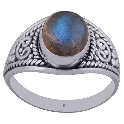 Beautifully Handcrafted Wire Work Around Labradorite Oval Shape 925 Sterling Solid Silver Ring - R3402288-19