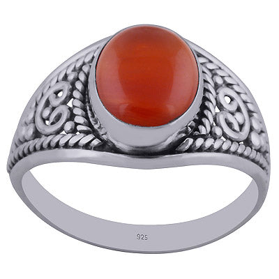 Beautifully Handcrafted Wire Work Around Carnelian Oval Shape 925 Sterling Solid Silver Ring - R3402288-28