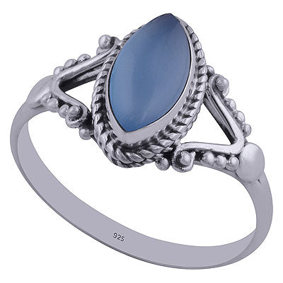 Stunning Handcrafted Rawa Work Around Blue Chalcedony Marquise Shape 925 Sterling Solid Silver Ring - R3402292-33