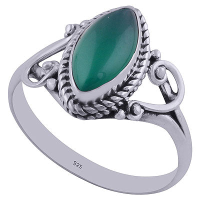 Gorgeous Twisted Wire Work Around Green Onyx Marquise Shape 925 Sterling Solid Silver Ring - R3402293-33