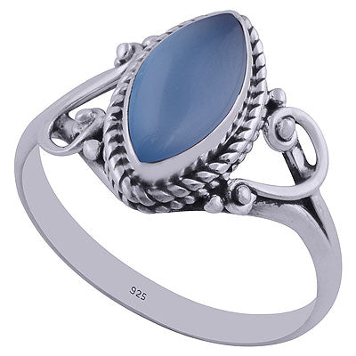 Gorgeous Twisted Wire Work Around Blue Chalcedony Marquise Shape 925 Sterling Solid Silver Ring - R3402293-35