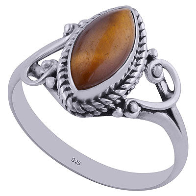 Gorgeous Twisted Wire Work Around Tiger's Eye Marquise Shape 925 Sterling Solid Silver Ring - R3402293-37
