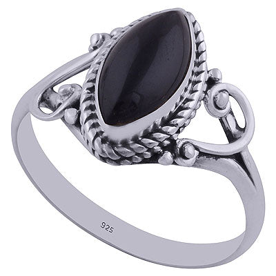 Gorgeous Twisted Wire Work Around Black Onyx Marquise Shape 925 Sterling Solid Silver Ring - R3402293-44