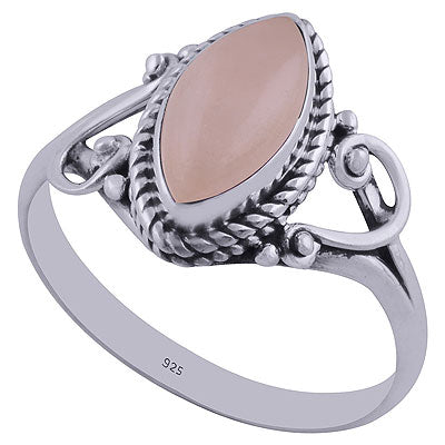 Gorgeous Twisted Wire Work Around Rose Quartz Marquise Shape 925 Sterling Solid Silver Ring - R3402293-46
