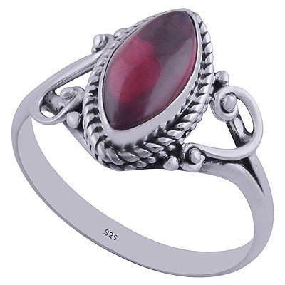 Gorgeous Twisted Wire Work Around Garnet Marquise Shape 925 Sterling Solid Silver Ring - R3402293-6
