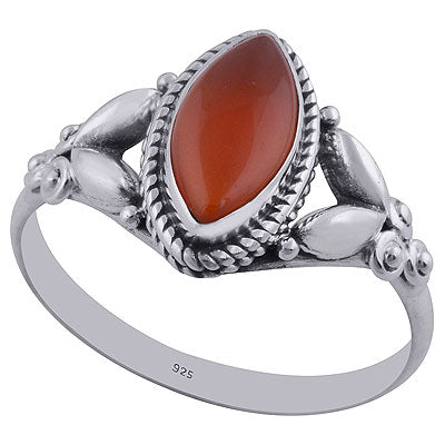 Gorgeous Embossed Work Around Carnelian Marquise Shape 925 Sterling Solid Silver Ring - R3402296-28