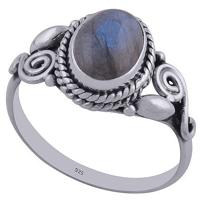 Alluring Coil Wire Work Around Labradorite Oval Shape 925 Sterling Solid Silver Ring - R3402308-21
