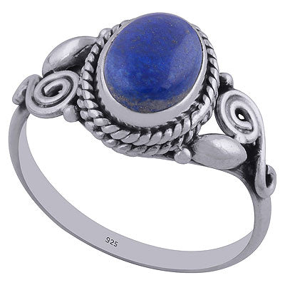 Alluring Coil Wire Work Around Lapis Oval Shape 925 Sterling Solid Silver Ring - R3402308-27