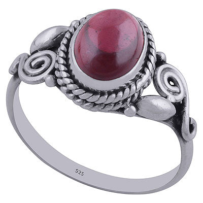 Alluring Coil Wire Work Around Garnet Oval Shape 925 Sterling Solid Silver Ring - R3402308-6