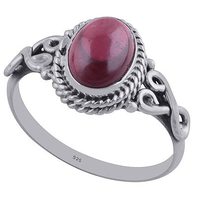 Alluring Wire Work Around Garnet Oval Shape 925 Sterling Solid Silver Ring - R3402309-130