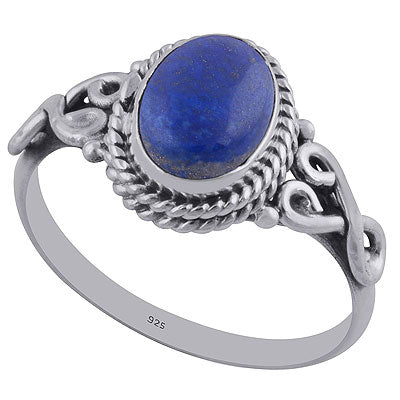 Alluring Wire Work Around Lapis Oval Shape 925 Sterling Solid Silver Ring - R3402309-142