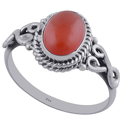 Alluring Wire Work Around Carnelian Oval Shape 925 Sterling Solid Silver Ring - R3402309-146