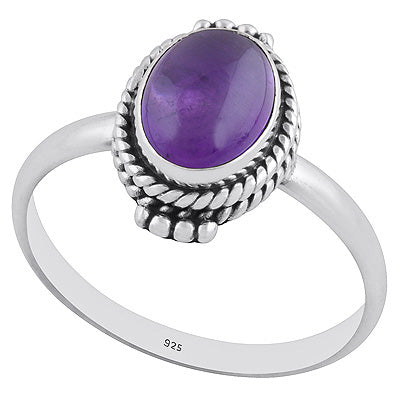 Stunning Rawa & Handwork Around Amethyst Oval Shape 925 Sterling Solid Silver Ring - R3402310-1