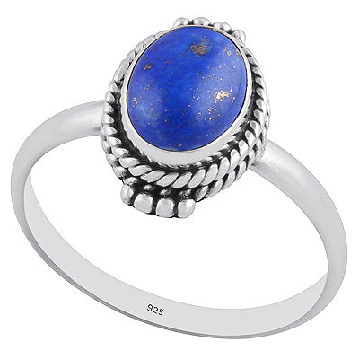 Stunning Rawa & Handwork Around Lapis Oval Shape 925 Sterling Solid Silver Ring - R3402310-27