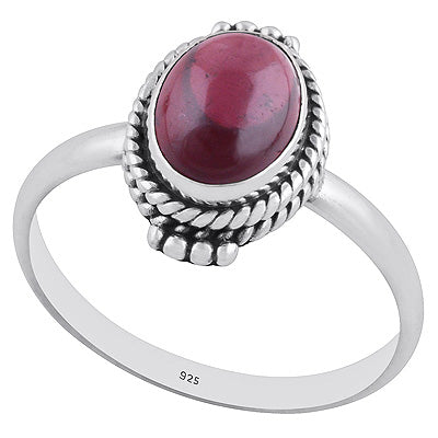 Stunning Rawa & Handwork Around Garnet Oval Shape 925 Sterling Solid Silver Ring - R3402310-6