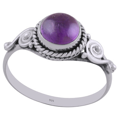Gorgeous Twisted Wire Work Around Amethyst Round Shape 925 Sterling Solid Silver Ring - R3402312-1