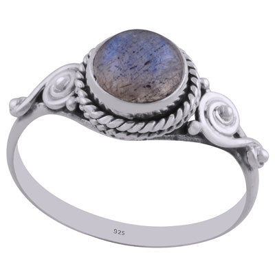 Gorgeous Twisted Wire Work Around Labradorite Round Shape 925 Sterling Solid Silver Ring - R3402312-16
