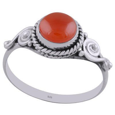 Gorgeous Twisted Wire Work Around Carnelian Round Shape 925 Sterling Solid Silver Ring - R3402312-24