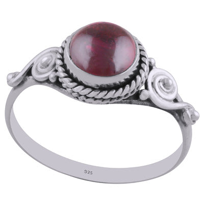 Gorgeous Twisted Wire Work Around Garnet Round Shape 925 Sterling Solid Silver Ring - R3402312-6