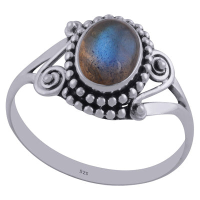 Gorgeous Rawa & Wire Work Around Labradorite Oval Shape 925 Sterling Solid Silver Ring - R3402315-24