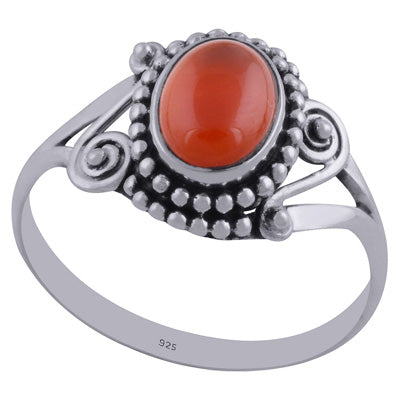 Gorgeous Rawa & Wire Work Around Carnelian Oval Shape 925 Sterling Solid Silver Ring - R3402315-33