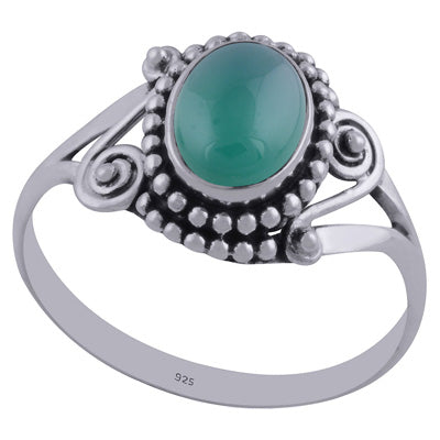 Gorgeous Rawa & Wire Work Around Green Onyx Oval Shape 925 Sterling Solid Silver Ring - R3402315-37