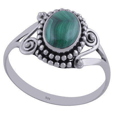 Gorgeous Rawa & Wire Work Around Malachite Oval Shape 925 Sterling Solid Silver Ring - R3402315-41