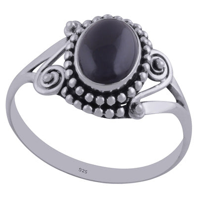 Gorgeous Rawa & Wire Work Around Black Onyx Oval Shape 925 Sterling Solid Silver Ring - R3402315-44