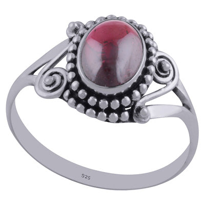 Gorgeous Rawa & Wire Work Around Garnet Oval Shape 925 Sterling Solid Silver Ring - R3402315-7