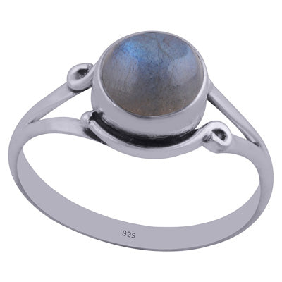 Stunning Handcrafted Work Around Labradorite Round Shape 925 Sterling Solid Silver Ring - R3402319-16