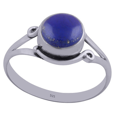 Stunning Handcrafted Work Around Lapis Round Shape 925 Sterling Solid Silver Ring - R3402319-20