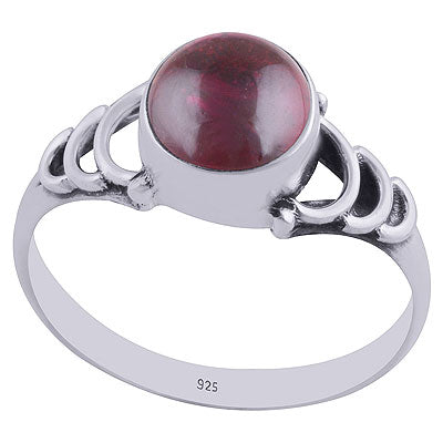 Gorgeous Wire Work Pattern Around Garnet Round Shape 925 Sterling Solid Silver Ring - R3402321-5