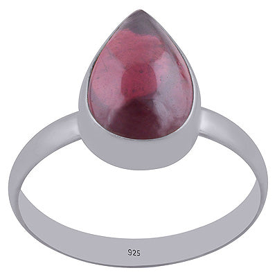 Beautiful Simple Garnet Pear Shape 925 Sterling Solid Silver Ring - R3402333-195