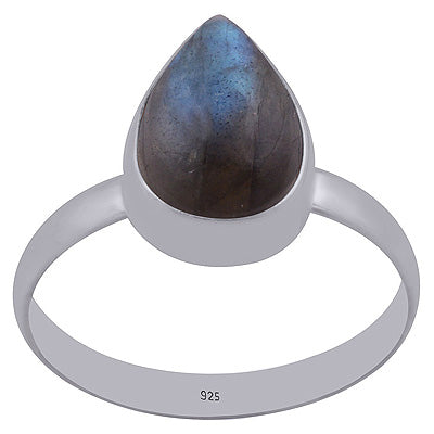 Beautiful Simple Labradorite Pear Shape 925 Sterling Solid Silver Ring - R3402333-196