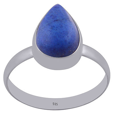 Beautiful Simple Lapis Pear Shape 925 Sterling Solid Silver Ring - R3402333-197