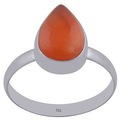 Beautiful Simple Carnelian Pear Shape 925 Sterling Solid Silver Ring - R3402333-198
