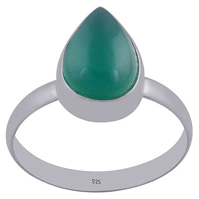 Beautiful Simple Green Onyx Pear Shape 925 Sterling Solid Silver Ring - R3402333-199