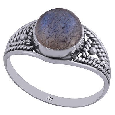 Gorgeous Wirework Labradorite Natural Gemstone Round Shape 925 Sterling Solid Silver Ring - R3402340-66