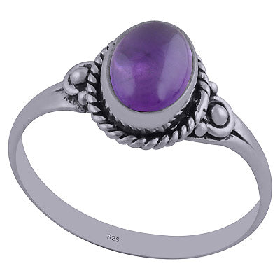 Beautiful Rawa Twisted Wire Around Amethyst Oval Shape 925 Sterling Solid Silver Ring - R3402343-1