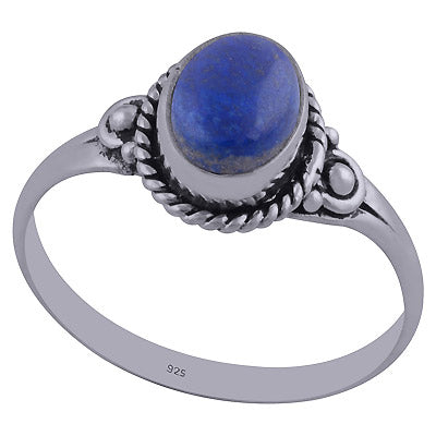 Beautiful Rawa Twisted Wire Around Lapis Oval Shape 925 Sterling Solid Silver Ring - R3402343-41