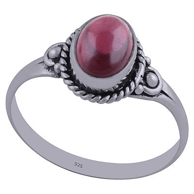 Beautiful Rawa Twisted Wire Around Garnet Oval Shape 925 Sterling Solid Silver Ring - R3402343-9