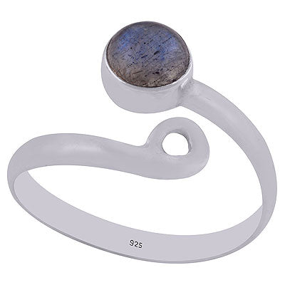 Gorgeous Adjustable Labradorite Round Shape 925 Sterling Solid Silver Ring - R3402347-74
