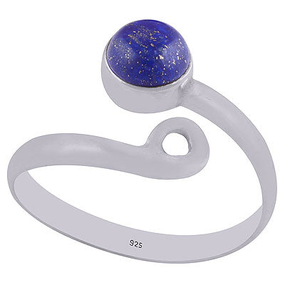 Gorgeous Adjustable Lapis Round Shape 925 Sterling Solid Silver Ring - R3402347-75