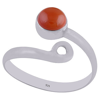 Gorgeous Adjustable Carnelian Round Shape 925 Sterling Solid Silver Ring - R3402347-76