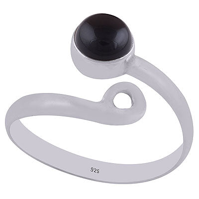 Gorgeous Adjustable Black Onyx Round Shape 925 Sterling Solid Silver Ring - R3402347-80