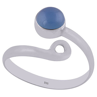 Gorgeous Adjustable Blue Chalcedony Round Shape 925 Sterling Solid Silver Ring - R3402347-81